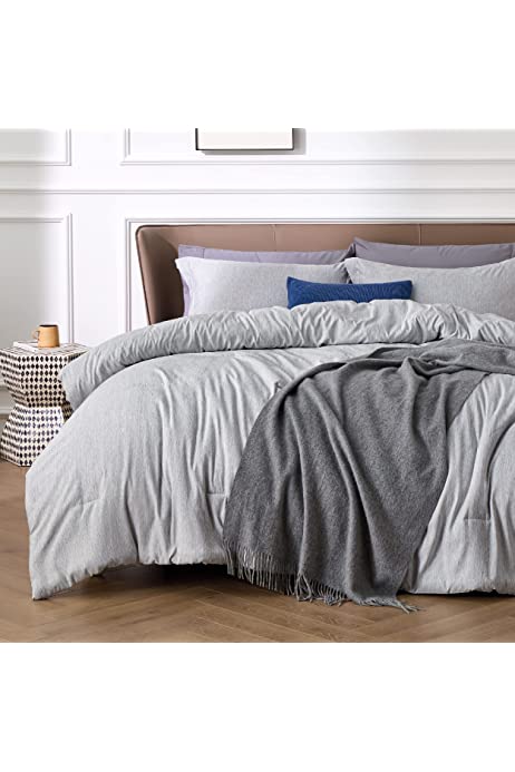 Bedsure King Size Comforter Set - Grey Bedding Comforter Set, Comforters King Size Cationic Dyeing King Comforter with 2 Pillow Shams (King, 102x90 inches, 3 Pieces)