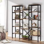 Tribesigns Triple Wide 5-Shelf Bookcase, Etagere Large Open Bookshelf Vintage Industrial Style Shelves Wood and Metal bookcases Furniture for Home &amp; Office (59.09)