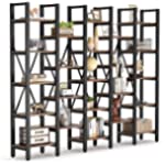 Tribesigns Rustic Super Wide 86 Inch 5 Tier Bookcase with 23 Shelves, 5-Shelf Etagere Large Open Bookshelf Vintage Industrial Style Wood and Metal bookcases Furniture for Home &amp; Office, Rustic Brown