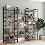 Tribesigns Triple Wide 5-Shelf Bookcase, Etagere Large Open Bookshelf Vintage Industrial Style Shelves Wood and Metal bookcases Furniture for Home &amp; Office, 70 inch