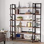Tribesigns Modern Triple Wide 6-Shelf Bookcase, 6-Tier Large Etagere Bookshelves Storage and Double Wide Bookshelf Display Shelves with Sturdy Metal Frame for Home Office Deco, Rustic