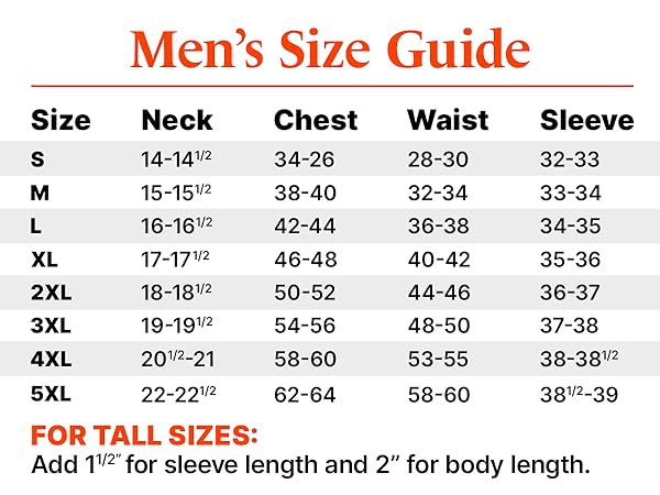 mens size chart, small, medium, big and tall, extra large, 5xl, 2xl