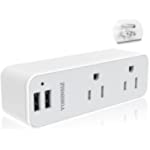 Multi Plug Outlet, Outlet extander,YOHINSIZ Wall Charger with 2 USB(Smart 2.4A) Ports and 2 Outlets, ETL Listed, Outlet Adapter for Home, School, Office (White)