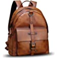 Genuine Leather Backpack for Women Vintage Travel Daypack Casual College Backbag Handmade Cowhide Rucksack (Brown)