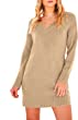 ANRABESS Women's Casual Long Sleeve V Neck Knit Mini Sweater Dress Loose Fit Ribbed Hem Pullover Sweater