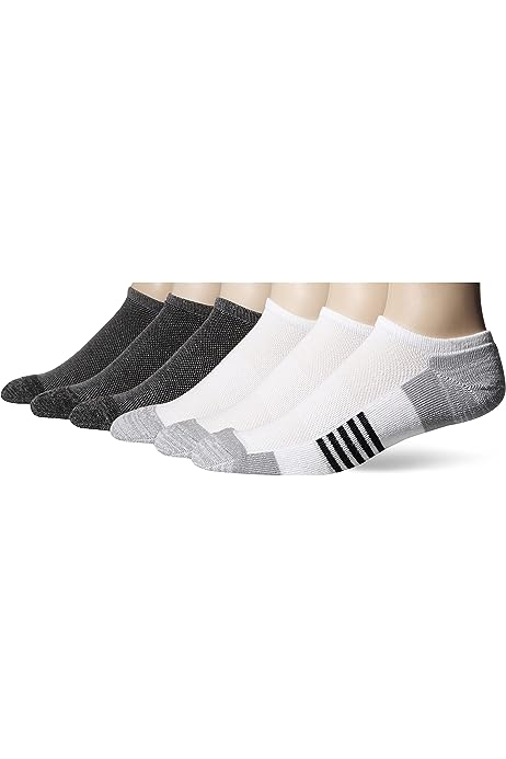 Men's Performance Cotton Cushioned Athletic No-Show Socks, 6 Pairs