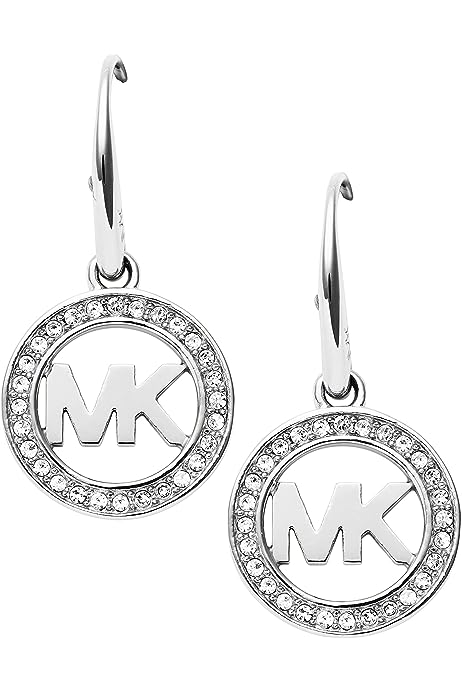 Women's MK Logo Silver-Tone Stainless Steel Drop Earrings (Model: MKJ4795040)