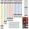 AWELCRAFT Bungee Cords Assortment Jar 24 Piece in Jar - Includes 10&quot;, 18&quot;, 24&quot;, 32&quot;, 40&quot; Bungee Cord and 8&quot; Canopy/Tarp Ball Ties
