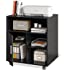 DEVAISE Mobile Printer Stand with Adjustable Shelf, Rolling Wood Storage Cabinet on Wheels, Black