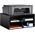 eMerit Printer Stand Shelf with Storage Wood Desk Paper Organzier for Home/Office,Printer Riser, 2 Tire (Black,Large)