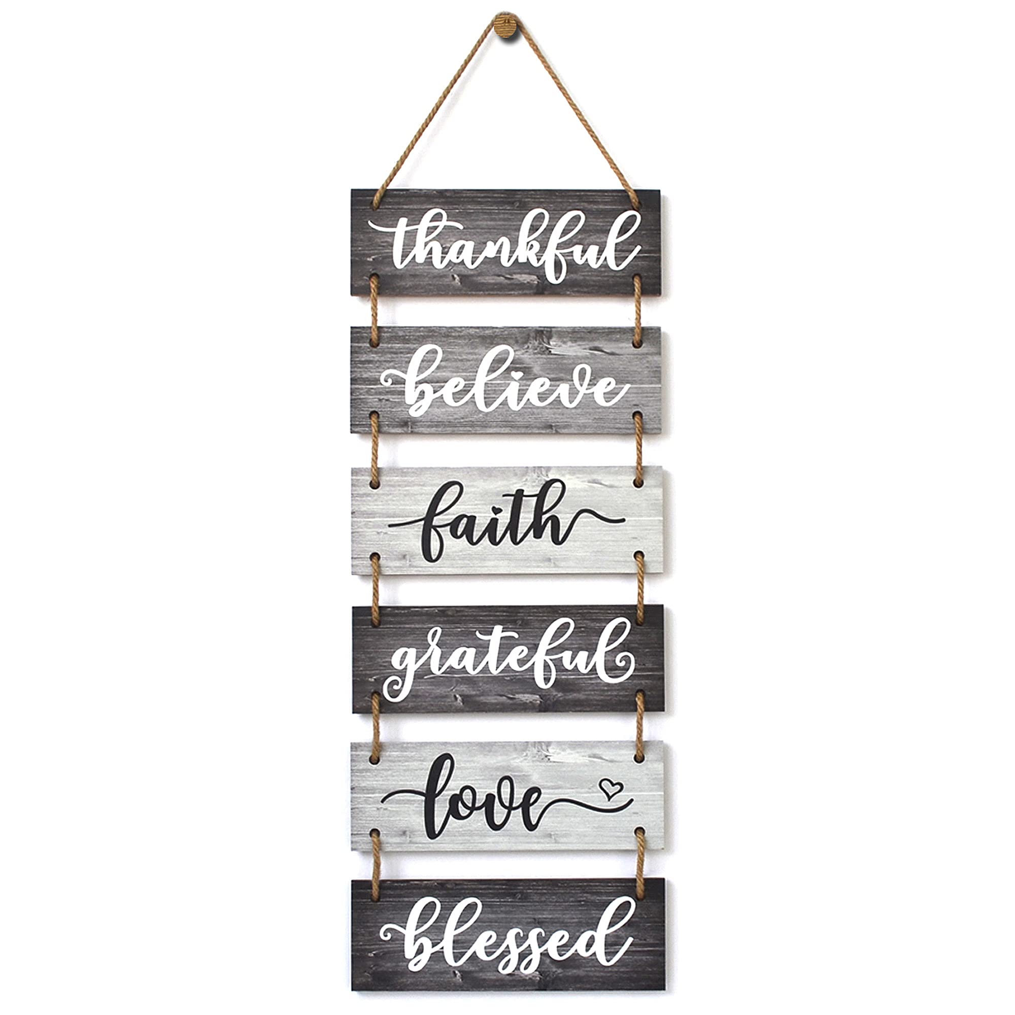 Buecasa Family Wall Decor Sign - Farmhouse Rustic Home Decoration for Living Room Bedroom - Inspirational Large Wall Hanging Plaque 6pcs 38x12 Inches