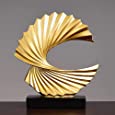 Gold Wave Sculpture Home Decor Accents, Modern Abstract Resin Statue for Crafts, Suitable for Decoration of Living Room, Office, Bookshelf, TV Cabinet
