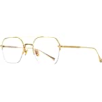 FONEX Titanium Glasses Frame Men Semi Rimless Oversize Square Eyeglasses Half Optical Eyewear (F85699 Gold, Clear)