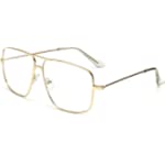 Dollger Classic Glasses Clear Lens Non Prescription Metal Frame Eyewear Men Women Gold