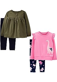 Toddlers and Baby Girls'' 4-Piece Long-Sleeve Shirts and Pants Playwear Set