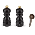 Peugeot Paris u&#39;Select Salt &amp; Pepper Mill Gift Set, Chocolate - With Wooden Spice Scoop (5 Inch)