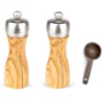 Peugeot Classic Fidji Salt &amp; Pepper Mills Gift Set, Olive Wood, 15 cm - With Spice Scoop