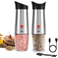 Electric Salt and Pepper Grinder Mill Rechargeable: - USB Automatic Gravity Salt Pepper Mills Set, Adjustable Grind Coarseness and High Capacity Refillable Salt Pepper Shaker