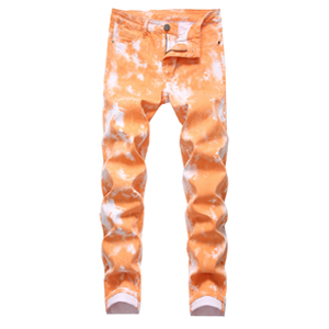 orange Men''s Skinny Slim Fit Stretch Straight Leg Fashion Jeans colorful fashion camo jeans for men