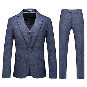 ens 3 Piece Suits Slim Fit Tweed Suit Plaid Slim Fit Suits for Men