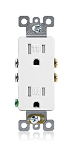 Decorator Receptacle, Standard Electrical Wall Outlet, Straight Blade Decorative Duplex Outlet