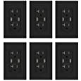 ELEGRP USB Charger Wall Outlet, Dual High Speed 4.0 Amp USB Ports with Smart Chip, 20 Amp Duplex Tamper Resistant Receptacle Plug NEMA 5-20R, Wall Plate Included, UL Listed (6 Pack, Glossy Black)