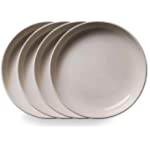 Corelle | Oatmeal Stoneware Meal Bowl Dinner Set | 4 Round, Easy to Clean Glazed Plates | Triple-Layer Strong Glass Resistant to Chips and Cracks | Microwave, Dishwasher, Oven, and Freezer Safe