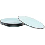 MAYSTONES, Salad plates set 4, 8.75 In., Side plates, Color Glazed, Fine porcelain, Ceramic dinnerware, Enamel banding, Speckle glaze, Misty Blue