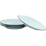 MAYSTONES, Dinner plates set 4, 10.75 In. Color Glazed Fine porcelain Ceramic dinnerware, Enamel banding Speckle glaze, Misty Blue