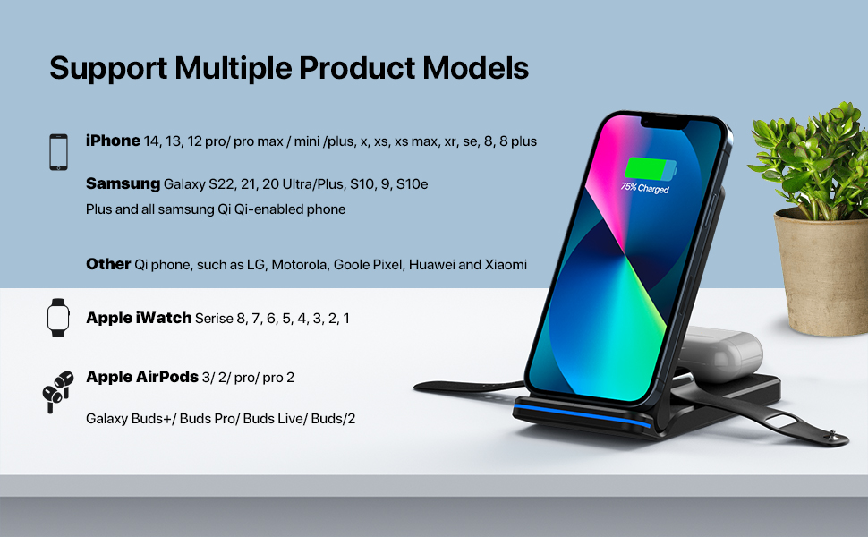 wireless charger stand support multiple product models