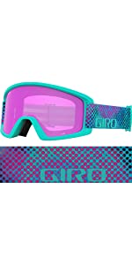 Giro Dylan Womens Snow Goggle - Screaming Teal Chroma Dot Strap with Amber Pink/Yellow Lenses