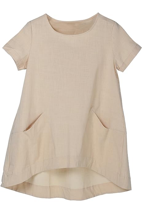 Women's Cotton Linen Short Sleeve Tunic/Top Tees