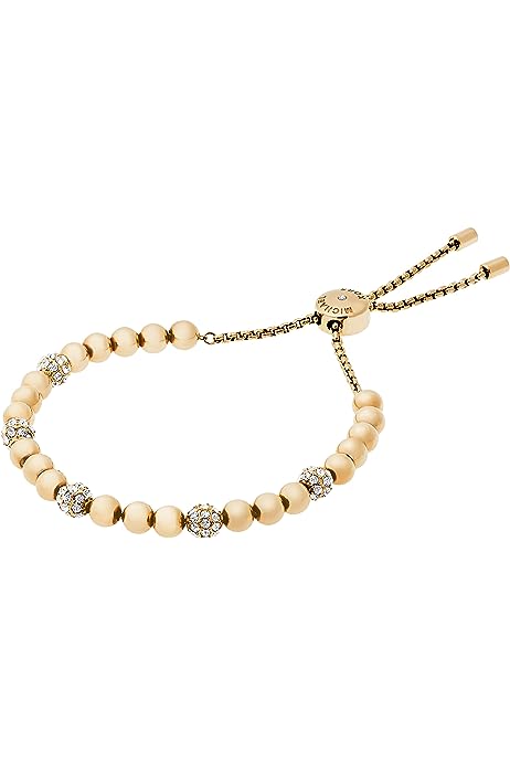 Women's Stainless Steel Gold-Tone Slider Bracelet with Crystal Accents
