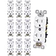 AIDA Electrical Duplex Receptacle Outlet, Commercial, 20Amp 125V, TR Outlets, 3-Wire, Self-Grounding, UL Listed, White ( 10 Pack )