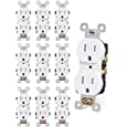 AIDA Duplex Receptacle Outlet, TR Outlets, Residential, 3-Wire, Self-Grounding, 15Amp 125V, UL Listed, White ( 10 Pack )