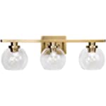 Homenovo Lighting 3-Light Vanity Light with Clear Glass Globe Shades, Brass