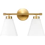 Hamilyeah Bathroom Vanity Light Fixture, 2 Light Milk Glass Lighting, White and Gold Lights Over Mirror, Two Bulb Sconces Wall Lighting for Living Room, Bedroom, Restroom,Bath,Dining Room UL Listed