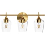 Hamilyeah Bathroom Vanity Light Fixture Over Mirror, Gold Bathroom Light Fixtures Indoor, 3 Light Vanity Lighting Champagne Brass, Modern Wall Mount Lighting with Glass Shade Living Room,UL Listed