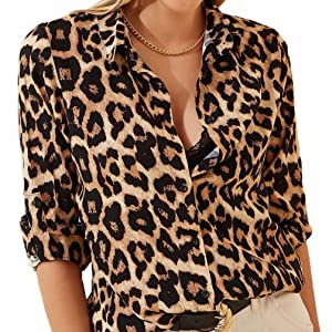 leopard blouse shirt women