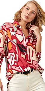 red blouse women fashion shirt 