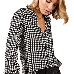 houndstooth shirt women blouse