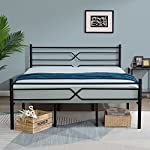 GreenForest Queen Size Bed Frame with Headboard Heavy Duty Platform Bed with Reinforced 14 Legs Metal Steel Slats Support for Boys Girls Adults No Box Spring Needed, Queen Black
