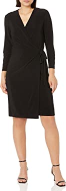 Anne Klein Women's Classic V-Neck Faux Wrap Dress