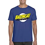 Bazinga T-Shirt Quote - Big Bang Theory - Comfortable 100% Cotton tee (Small) Blue