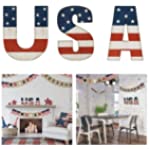 PurpleSwan 4TH of July Vintage Decorations, Wooden Patriotic USA Sign Decor for Centerpiece Tabletop Party Supplies Birthday Home Wall Indoor Outdoor Independence Day.