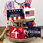 4th of July Tiered Tray Decor Memorial Day Decorations Patriotic Decoration Fourth of July Wooden Tiered Tray Decor Set Summer Tiered Tray Decor 4th of July Decorations for Home Kitchen Table Set of 4