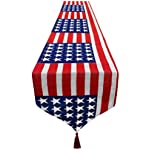 Patriotic Table Runner,Memorial day Decorations 13x70 Inch Embroidered Americans Flag Stars Runner,Election Event Burlap Table Cover for 4th of July Independence Day Holiday Kitchen Dining Decor