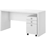 Bush Business Furniture Office by Kathy Ireland Echo Bow Front Desk with Mobile File Cabinet, Pure White