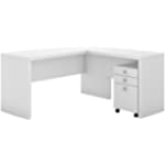 Bush Business Furniture Office by Kathy Ireland Echo L Shaped Desk with Mobile File Cabinet, Pure White