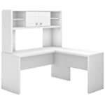 Bush Business Furniture Office by Kathy Ireland Echo L Shaped Desk with Hutch, Pure White